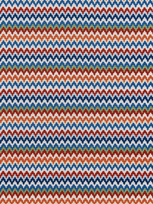 Old World Weavers Rainbow Mountain Crewel Cobalt Rouge Fabric WW273390004