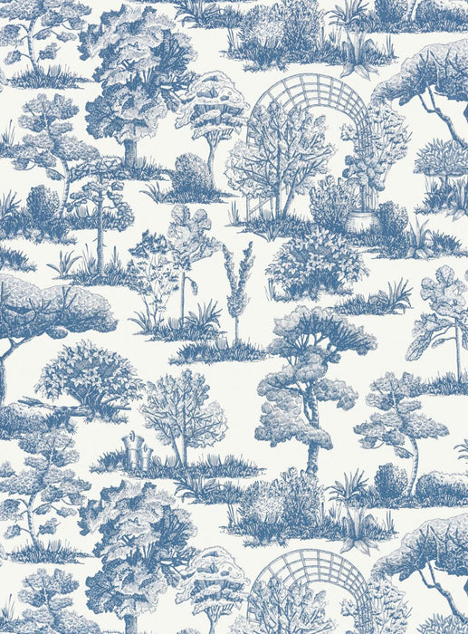 Scalamandre Garden Toile Indigo Wallpaper Sample WWWP88605D0004