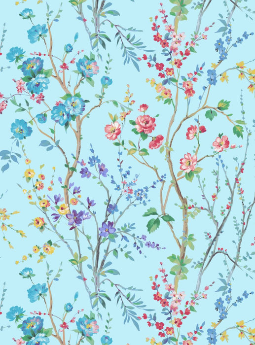 Scalamandre Potpourri Turquoise Wallpaper Sample WWWP88604D0006