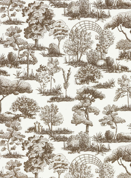 Scalamandre Garden Toile Espresso Wallpaper Sample WWWP88605D0008