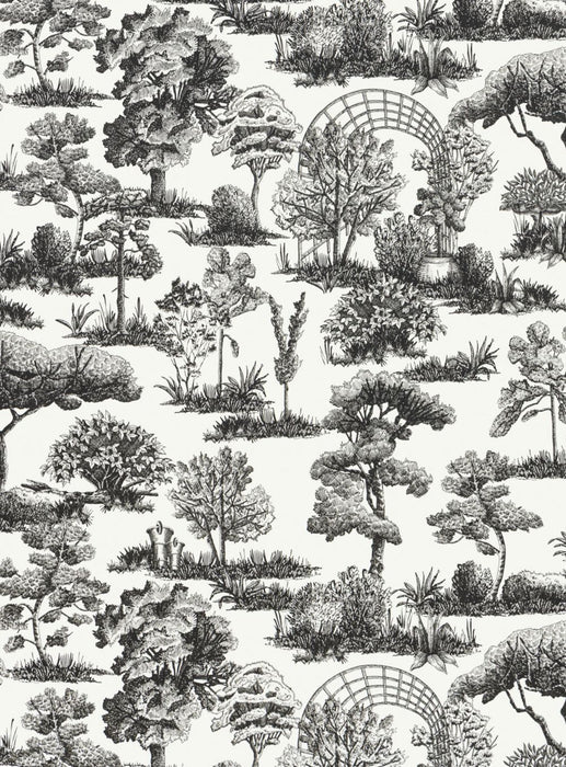 Scalamandre Garden Toile Onyx Wallpaper Sample WWWP88605D0011