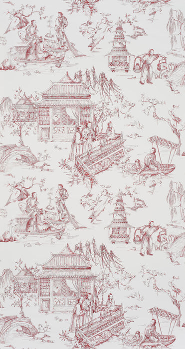 Pierre Frey Le Printemps Du Mekong Rouge Wallpaper Sample FP581002