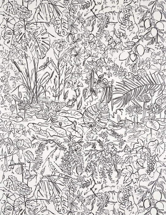Pierre Frey Flore Fusain Wallpaper Sample FP089001
