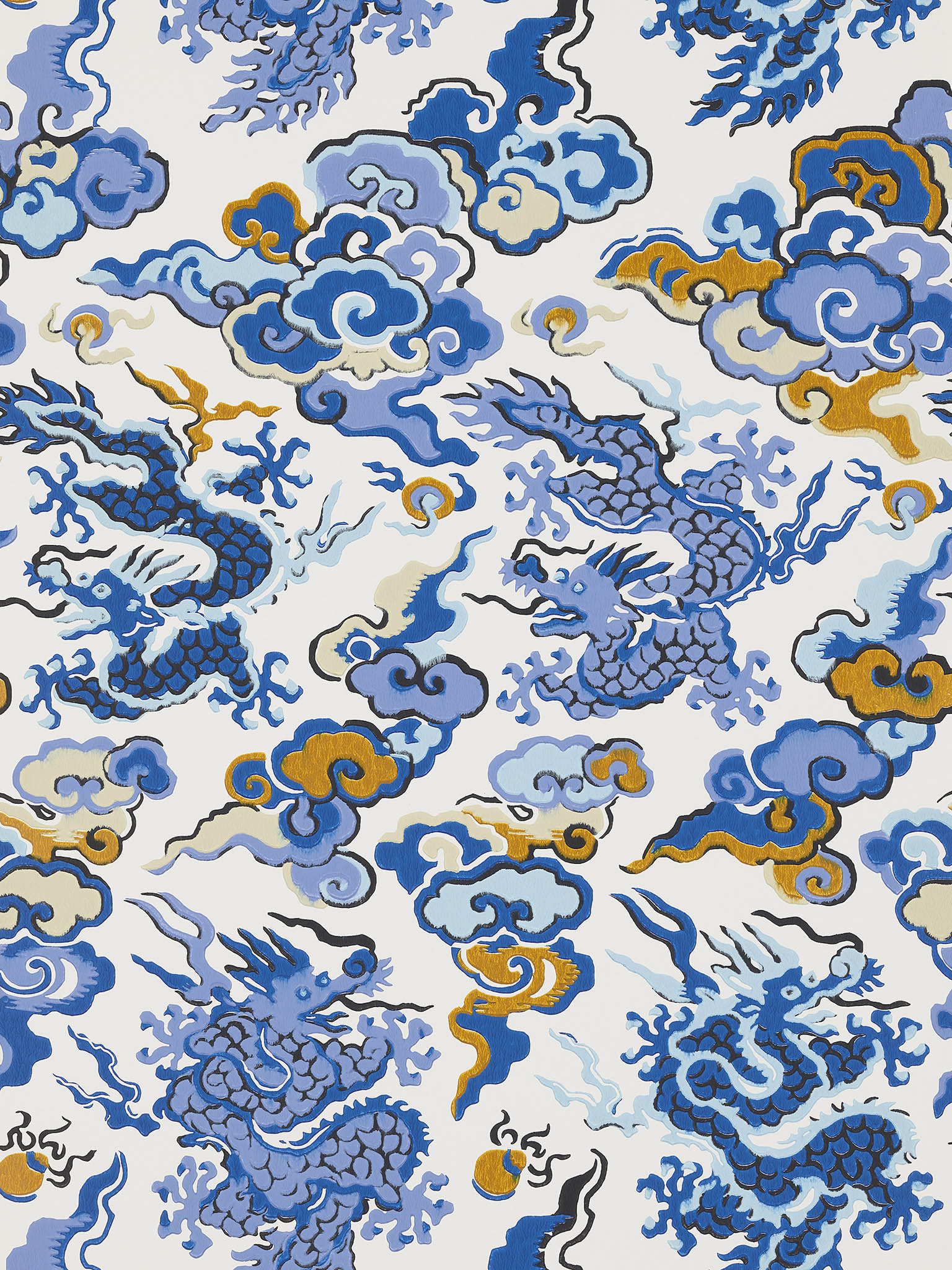 Pierre Frey Dragons De Feu Bleu Wallpaper Sample FP763001