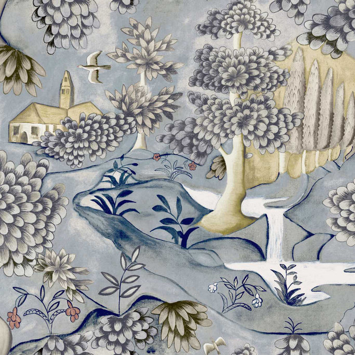 Zoffany Verdure Lead Blue Wallpaper ZAMW310430