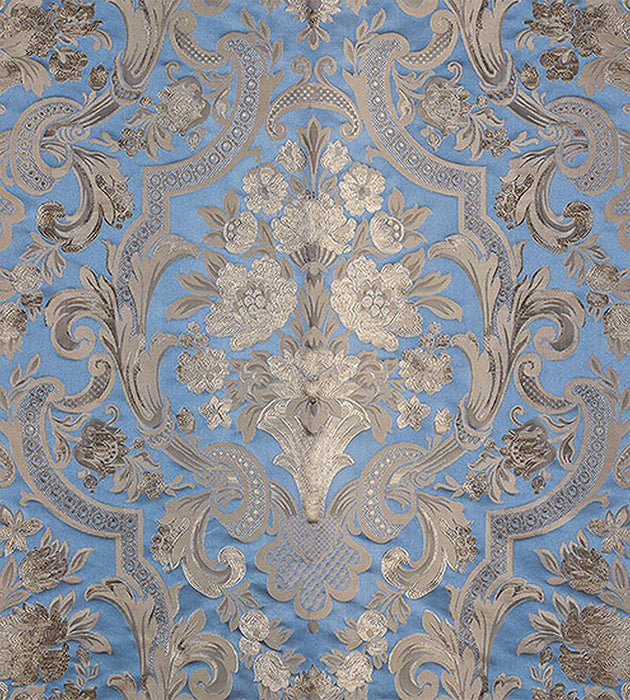 Old World Weavers Luigi Xv Damask Blue Topaz Fabric Sample ZALUXV0041