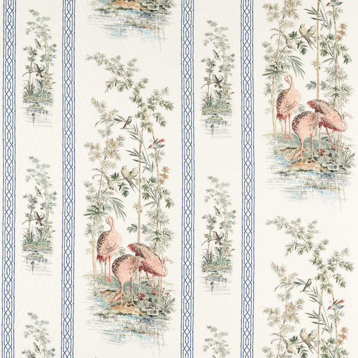 Zoffany Stork & Thrushes Tuscan Pink/ Cobalt Fabric Sample ZCOT322747