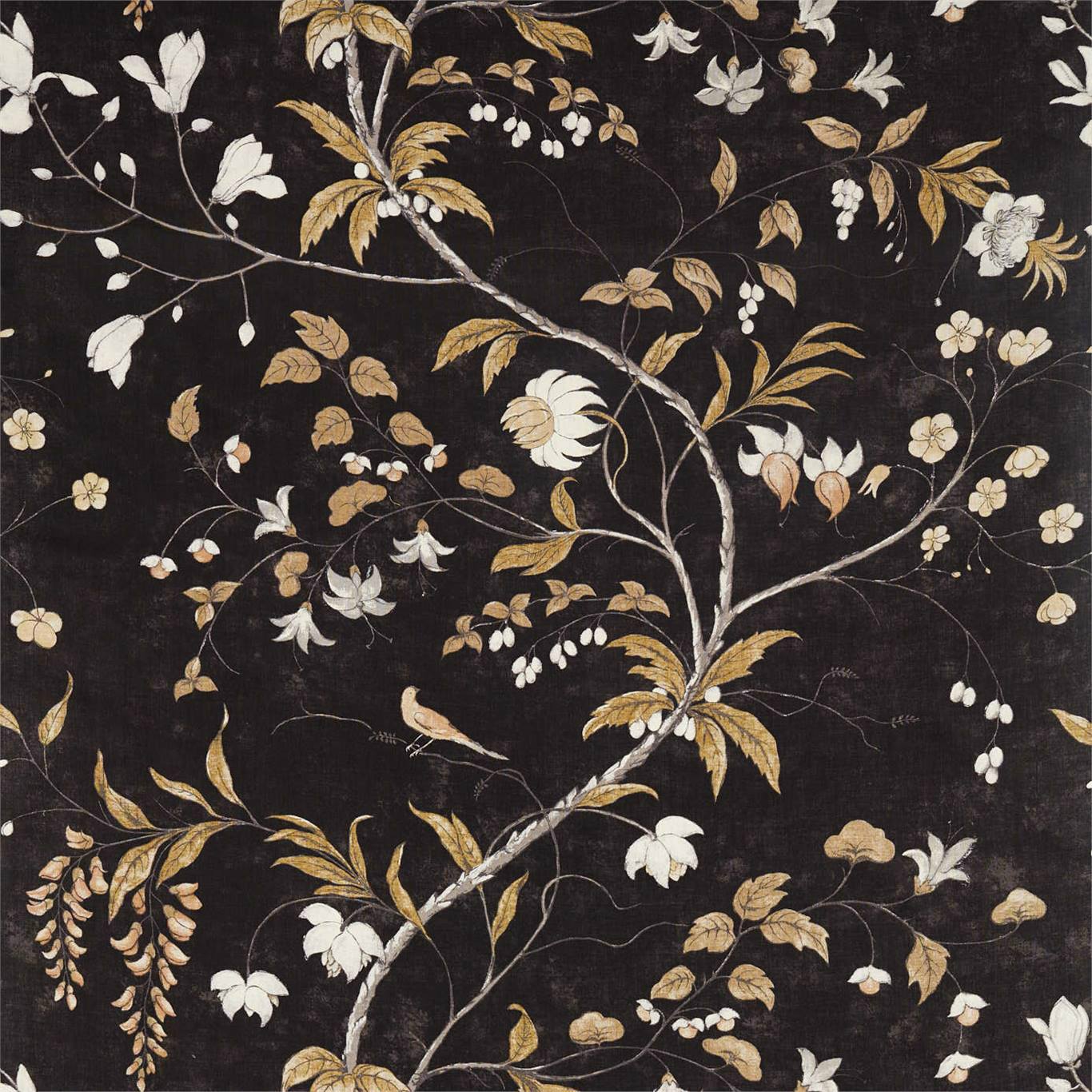 Zoffany Chambalon Trail Antique Gold/Vine Black 322654 Fabric Sample ZDAR322654