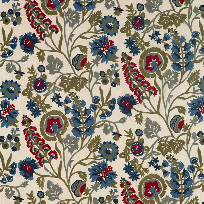 Zoffany Hardwick Crewel Sunstone/Indigo Fabric Sample ZDAR332968