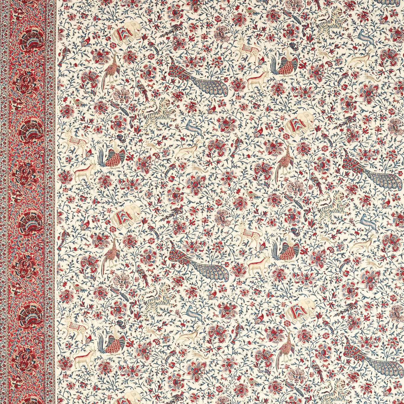 Zoffany Mughal Menagerie Indigo/Madder Fabric Sample ZINF322780