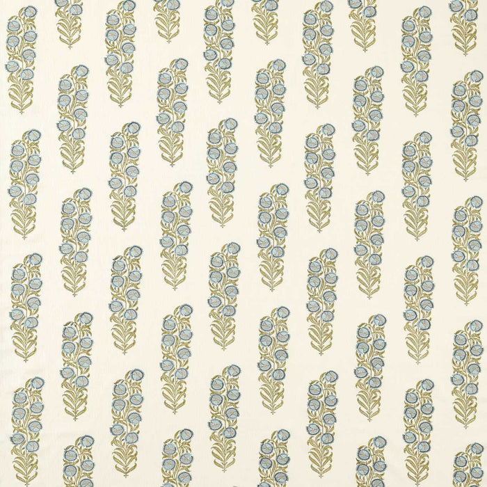 Zoffany Sanganeri Block Print Tempest/Olive Fabric Sample ZINF322792