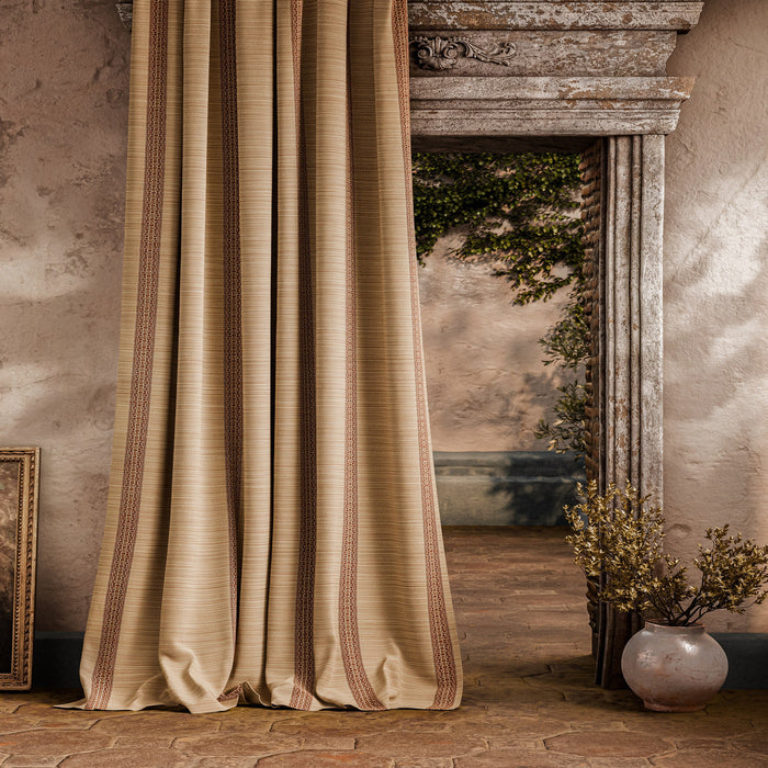 Zoffany Bellagio Stripe Sandstone/Russet Fabric ZOF0242-02