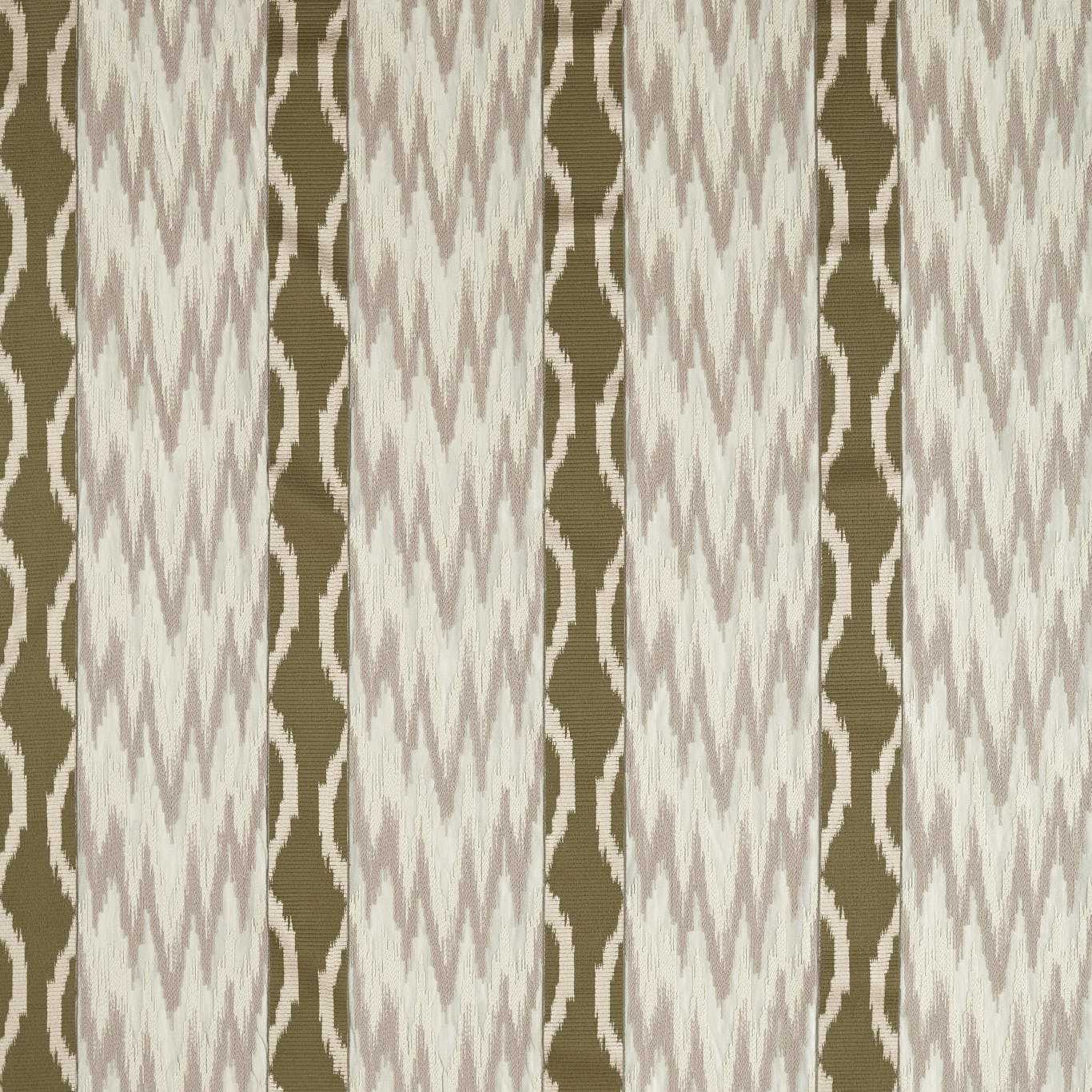 Zoffany Embroidered Ikat Stripe Green Stone Fabric Sample ZRTX333545