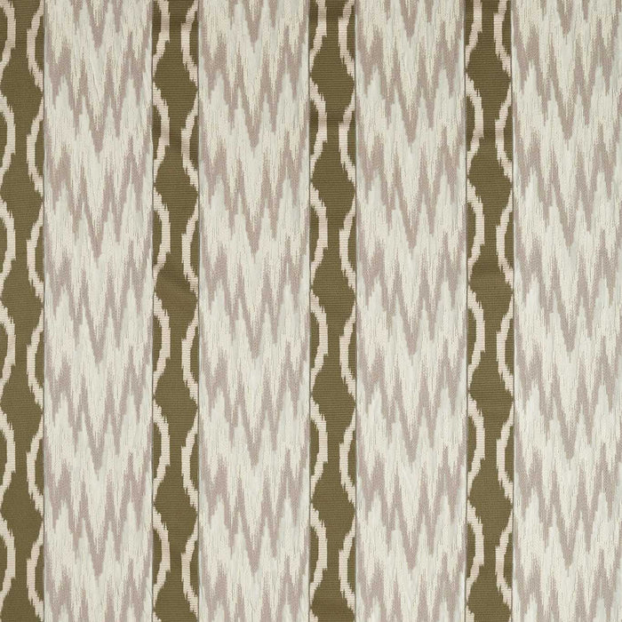 Zoffany Embroidered Ikat Stripe Green Stone Fabric Sample ZRTX333545