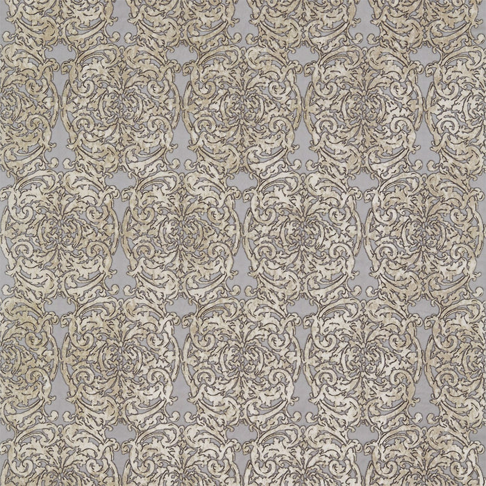 Zoffany Brocatello Embroidery Silver/Pearl Fabric Sample ZTES331256