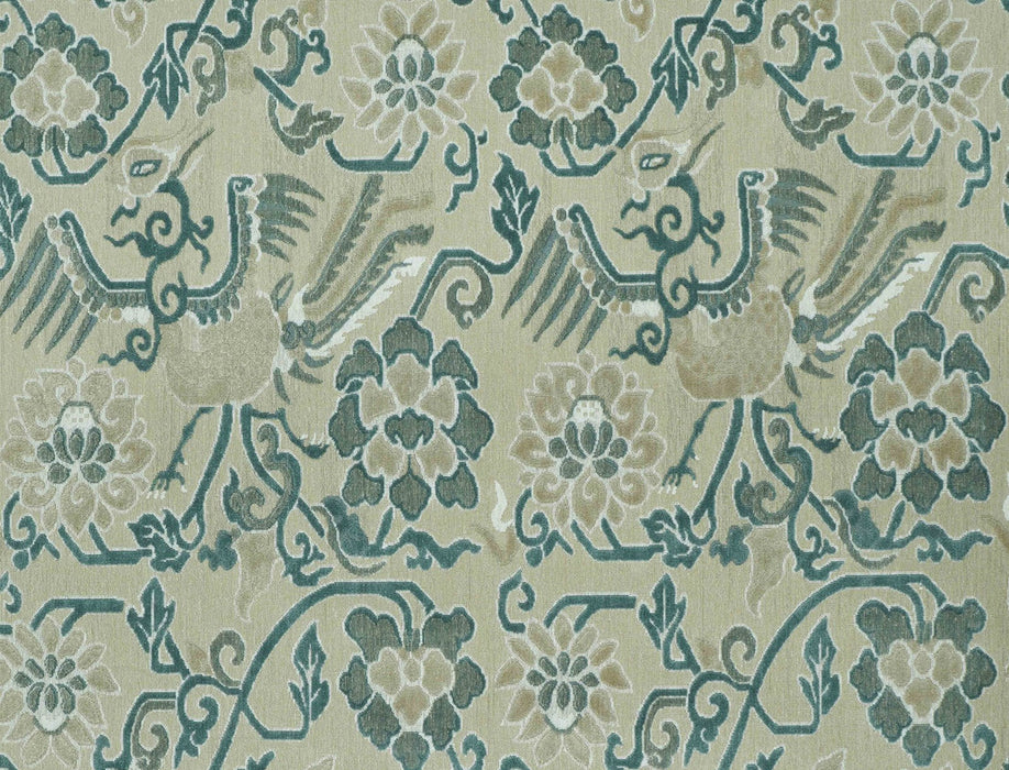 Jim Thompson Phoenix And Peony Moonstone Fabric Sample JT013863001
