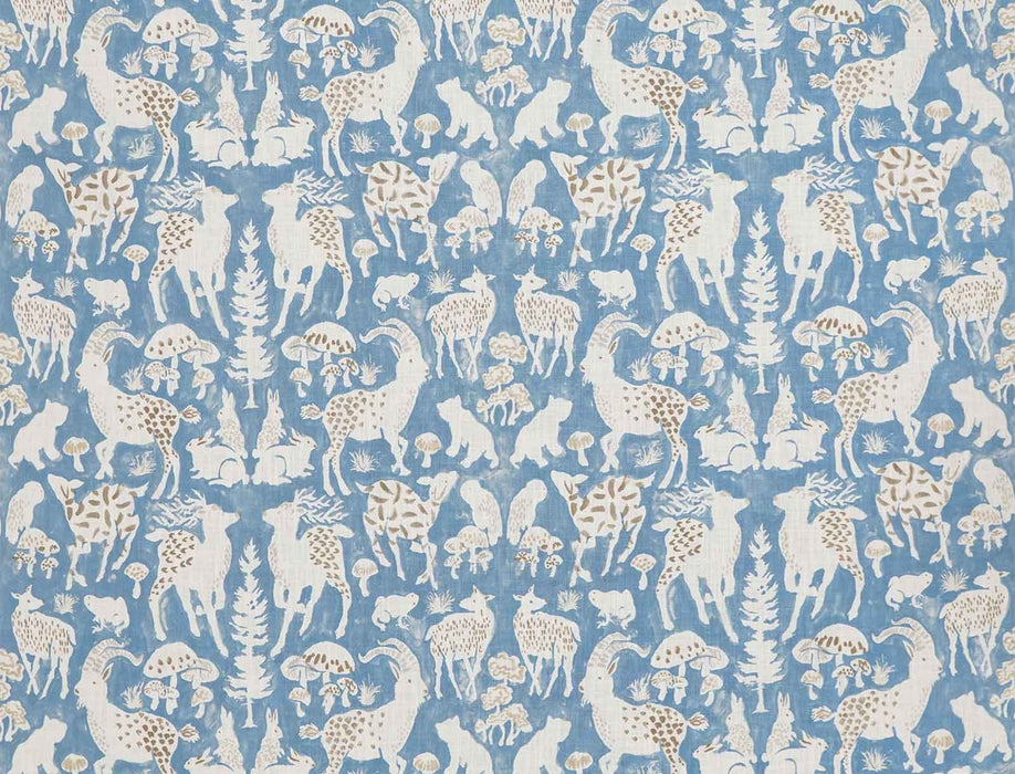 No.9 Thompson Fauna And Fungi Blue Fabric N9012345001