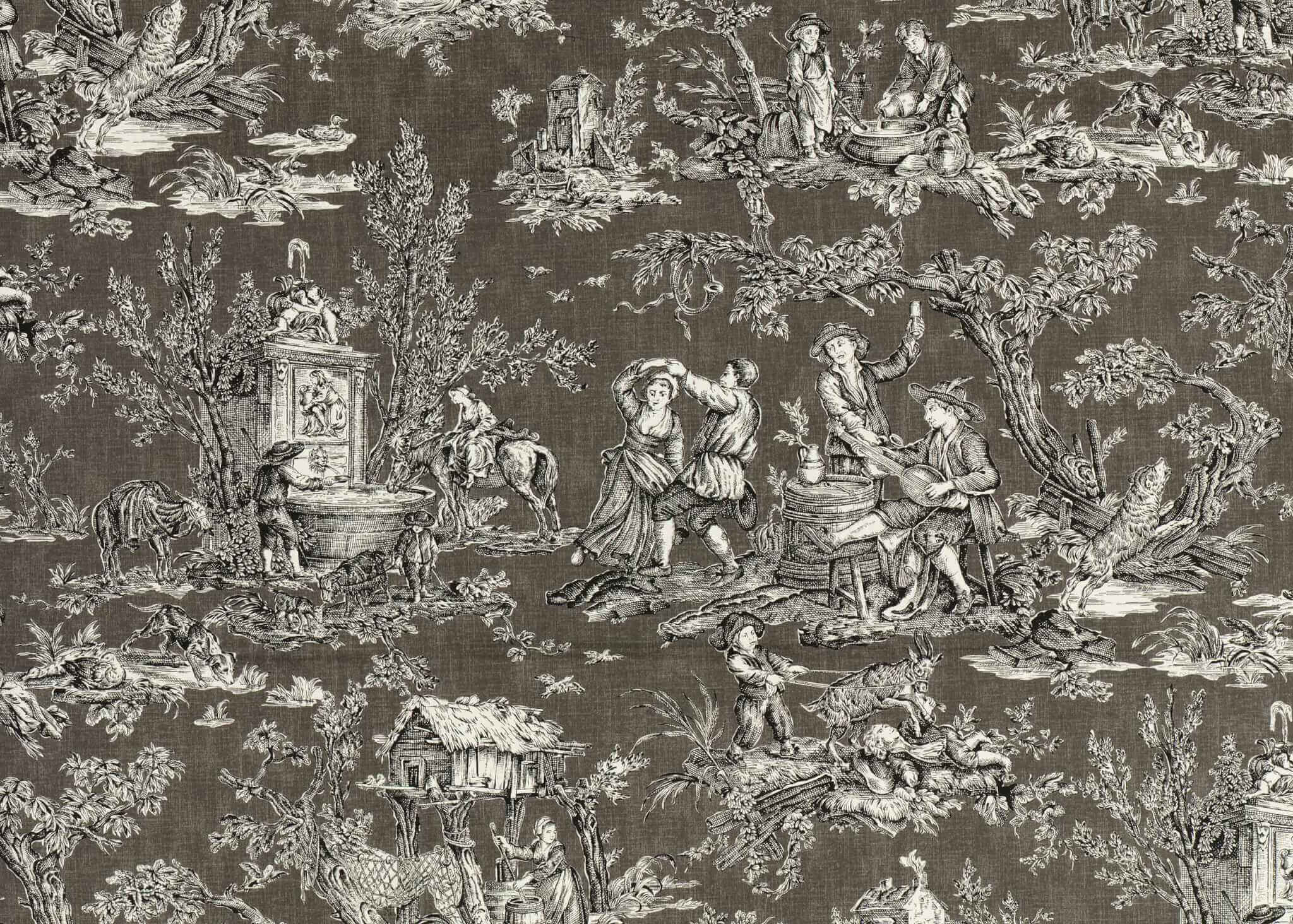 Pierre Frey Satin Coutances Negatif Noir Fabric Sample F2430003