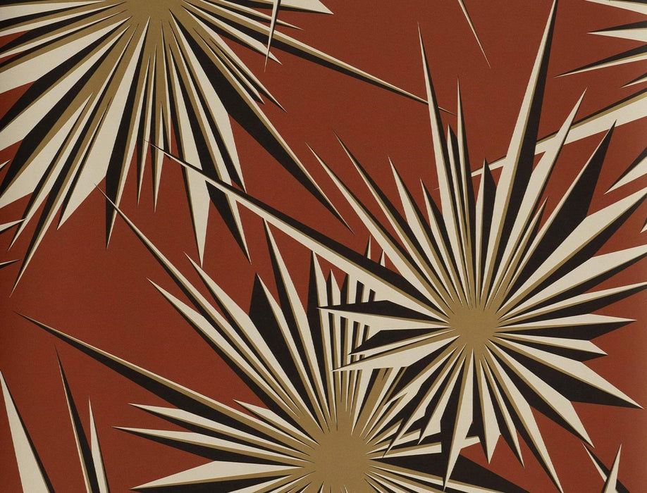 Jim Thompson Golden Sunburst  Claret Wallpaper Sample JT021064005
