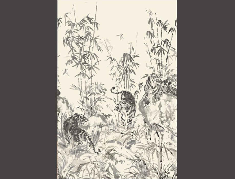 No.9 Thompson Tiger Fight  Black Ink Wallpaper N9021029001