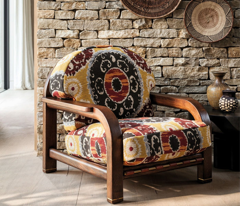 Osborne & Little Timour Charcoal / Brick Fabric Sample F8025-01