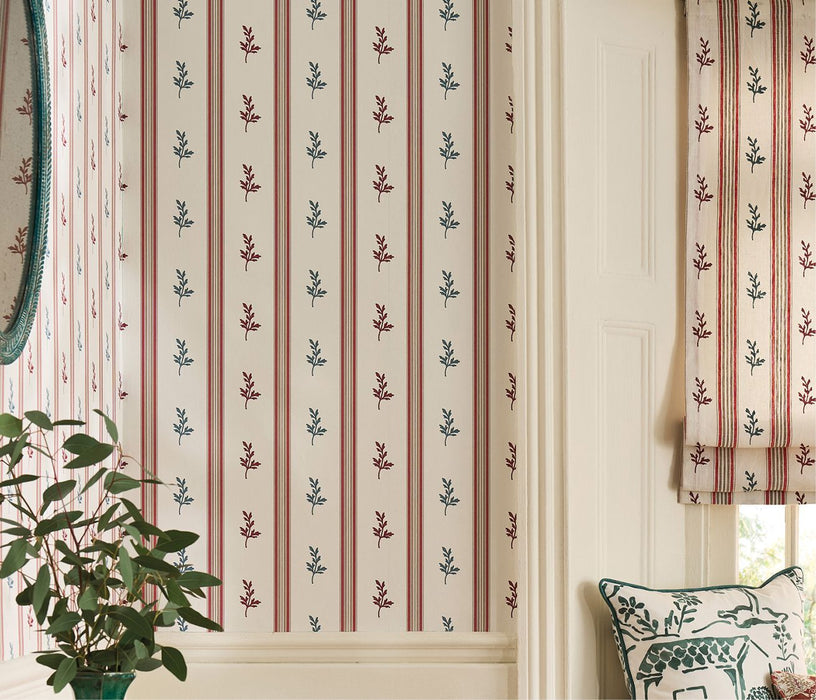 Nina Campbell Anduze Pink / Red, Turquoise / Teal, Multi-coloured Wallpaper Sample NCW4592-01