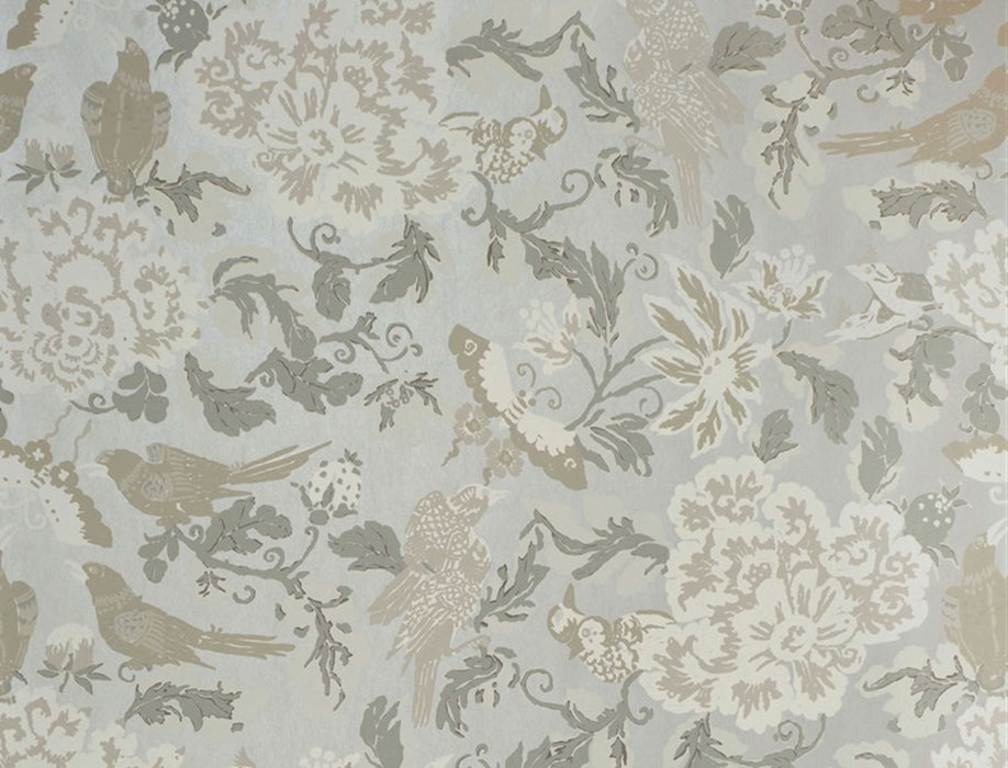 Jim Thompson Floriental  Silver Grey Wallpaper Sample JT021043003