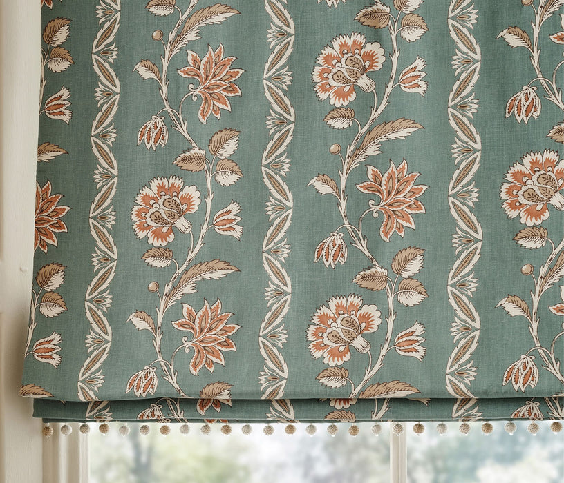 Nina Campbell Bertin Teal / Russet Fabric Sample NCF4625-02