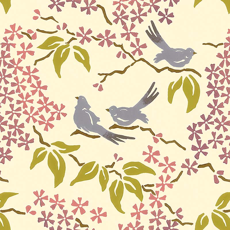 Galbraith & Paul Birds Lavender Wallpaper Sample