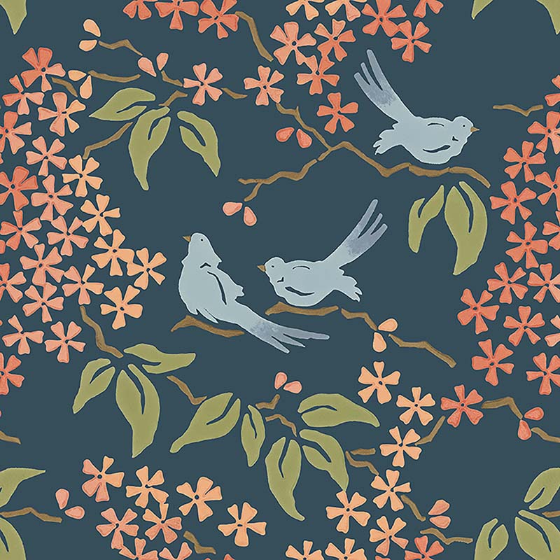 Galbraith & Paul Birds Midnight Wallpaper Sample