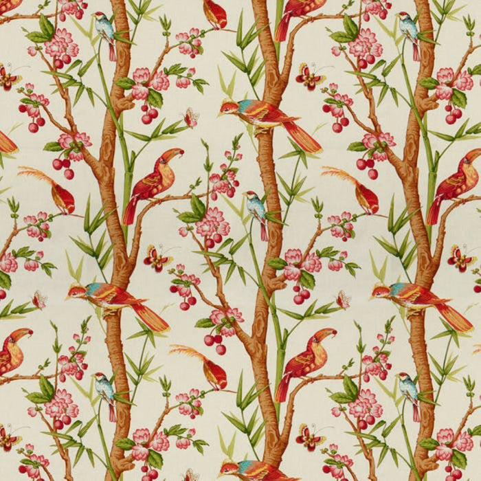Brunschwig & Fils Toucans Pink/Orange Fabric Sample BR-71622.107.0