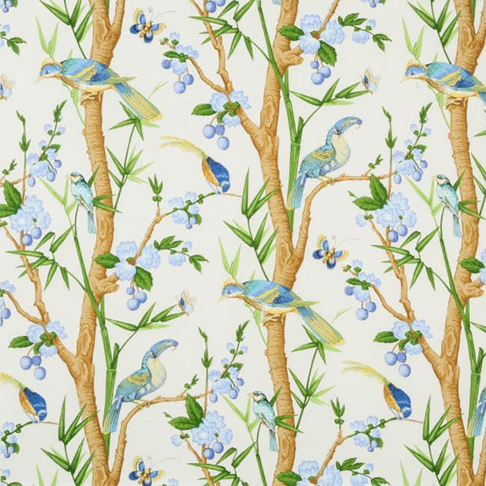 Brunschwig & Fils Toucans Aqua/Blue Fabric Sample BR-71622.140.0
