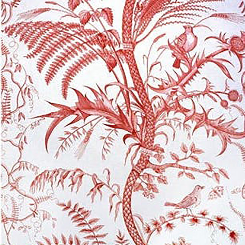 Brunschwig & Fils Bird And Thistle Cotton Print Red Fabric Sample BR-79431.166.0