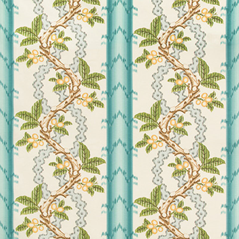 Brunschwig & Fils Josselin Cotton And Linen Print Aqua/Mist Fabric Sample BR-79510.13.0