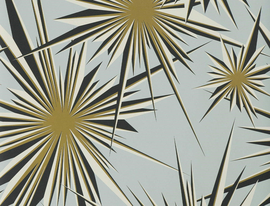 Jim Thompson Golden Sunburst  Starlight Blue Wallpaper Sample JT021064002