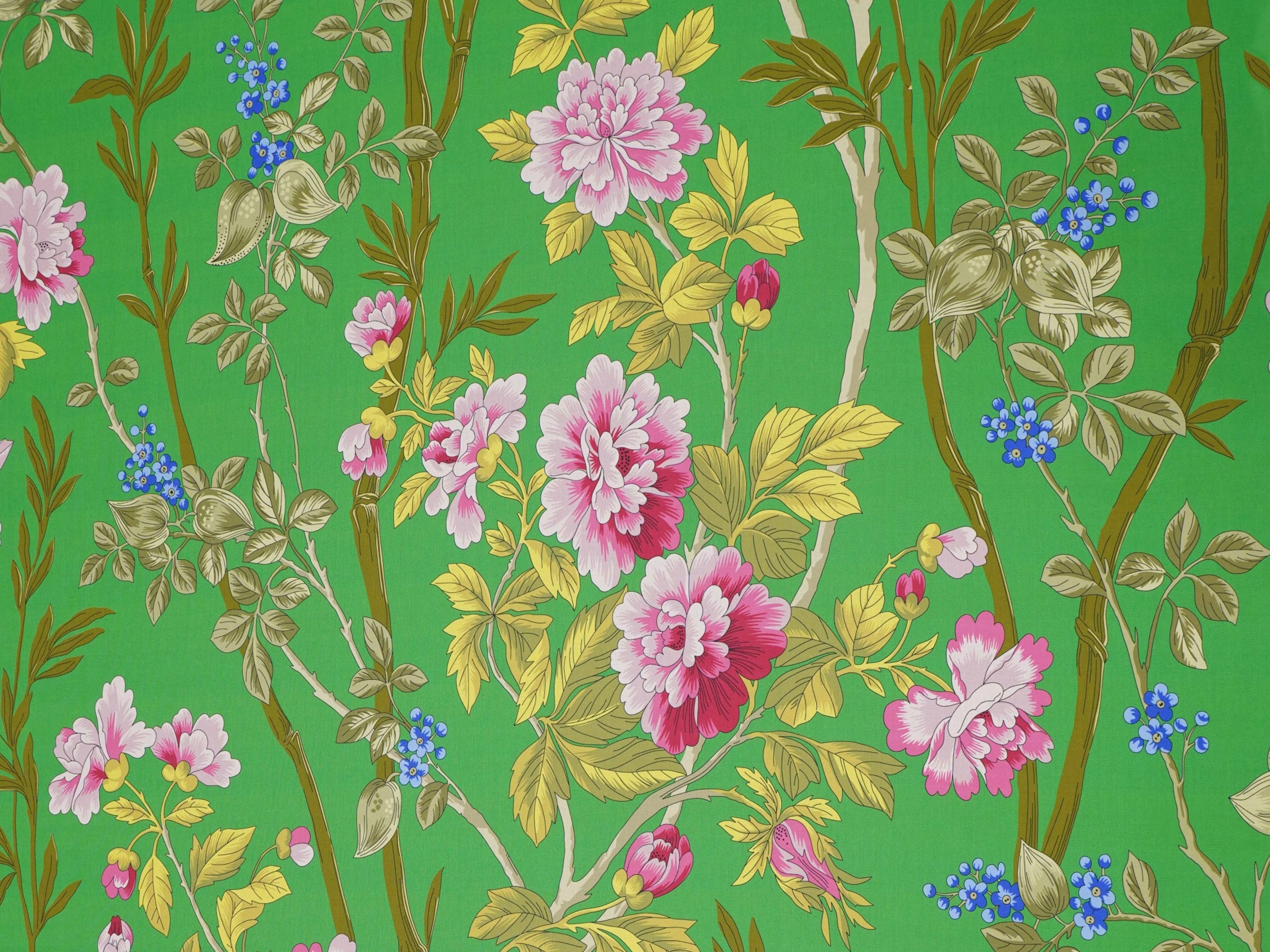 Jim Thompson Summer Peony Parrot Green Fabric JT013892002
