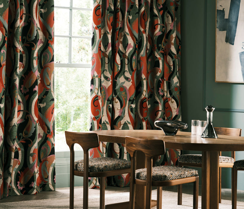 Osborne & Little Castillo Charcoal / Terracotta Fabric F8085-02