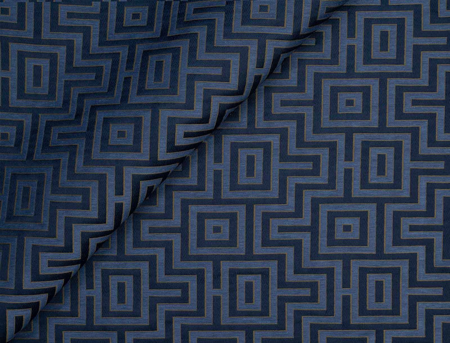 Jim Thompson Fret Maze Midnight Blue Fabric Sample JT013860004