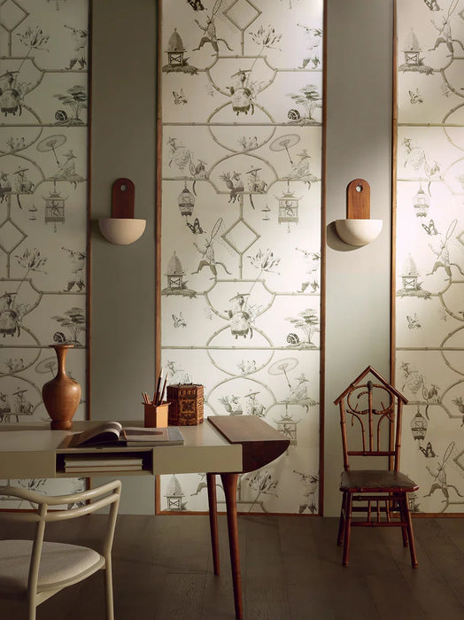 Pierre Frey Les Singes Savants Porcelaine Wallpaper Sample FP770005