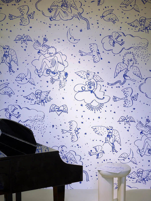 Pierre Frey Le Monde Parall'Aile Bleu Wallpaper Sample FP205002