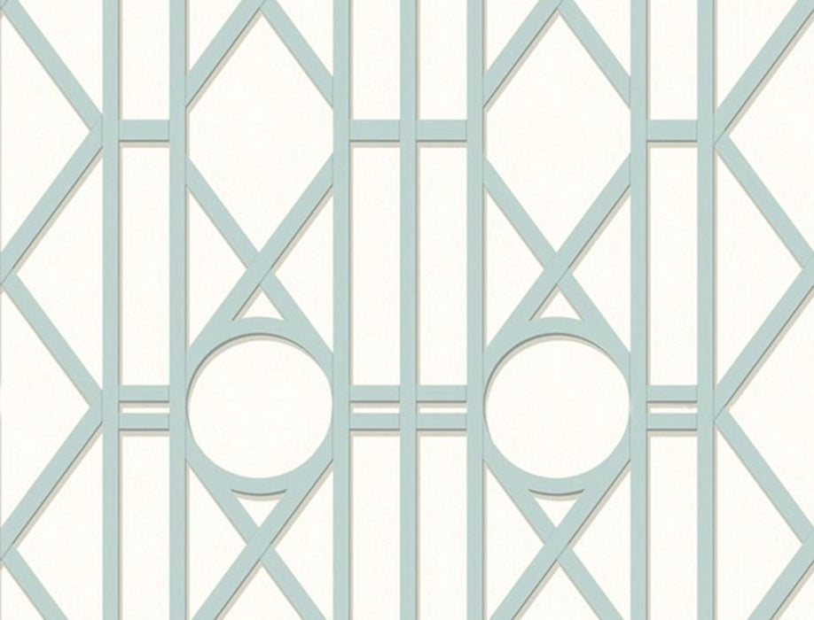 No.9 Thompson Trellis Panel  Soft Blue Wallpaper Sample N9021025003