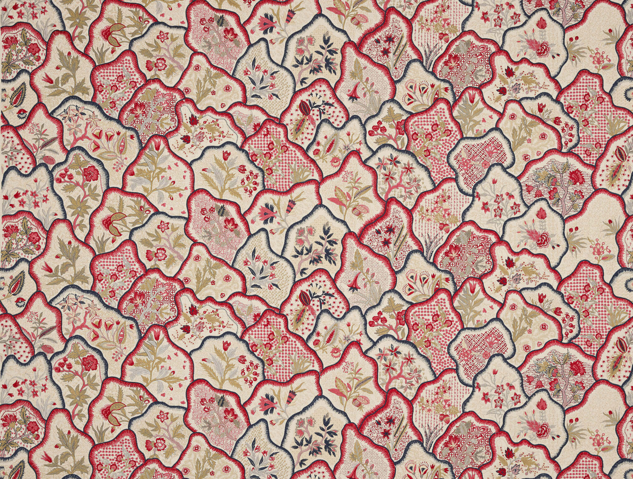 Braquenie Les Fleurs Du Bengale Garance Fabric B7624003