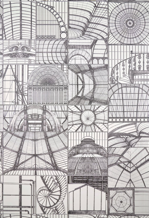 Pierre Frey Sous la verriere Fusain Wallpaper Sample FP267002