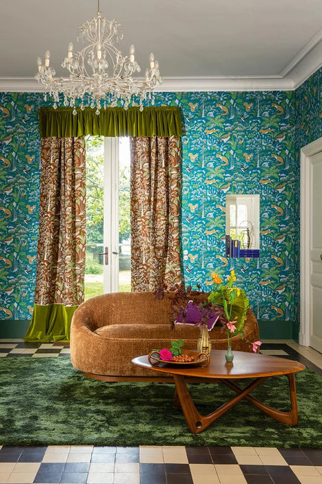 Pierre Frey En Foret Turquoise Wallpaper FP096002