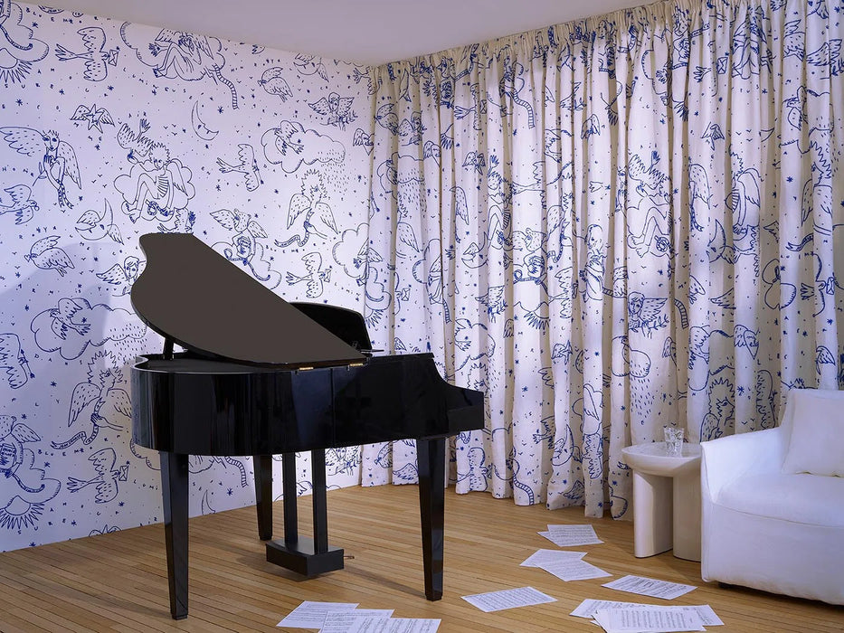 Pierre Frey Le Monde Parall'Aile Bleu Wallpaper Sample FP205002