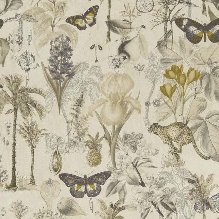 Clarke & Clarke Botany Charcoal/Chartreuse Fabric Sample F1297/01.CAC.0