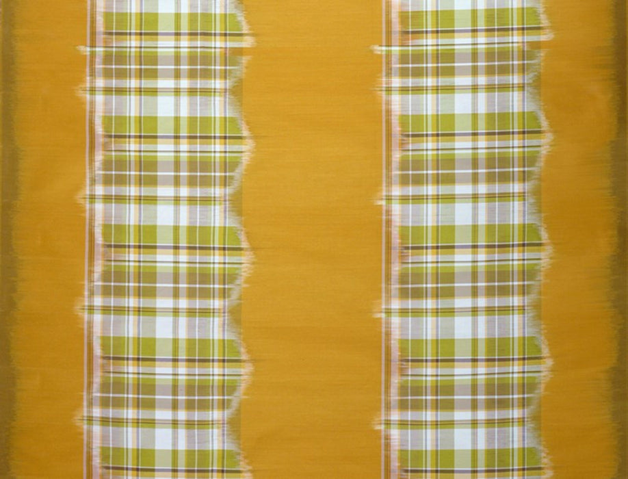 Jim Thompson Tasawan Ikat Stripe Saffron Fabric Sample JT013709005