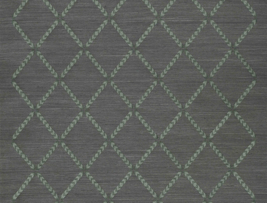 Jim Thompson Ikat Trellis  Graphite Wallpaper Sample JT021073005