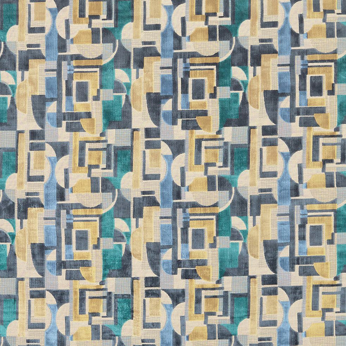 Osborne & Little Bovolo Navy / Linen Fabric F7995-02
