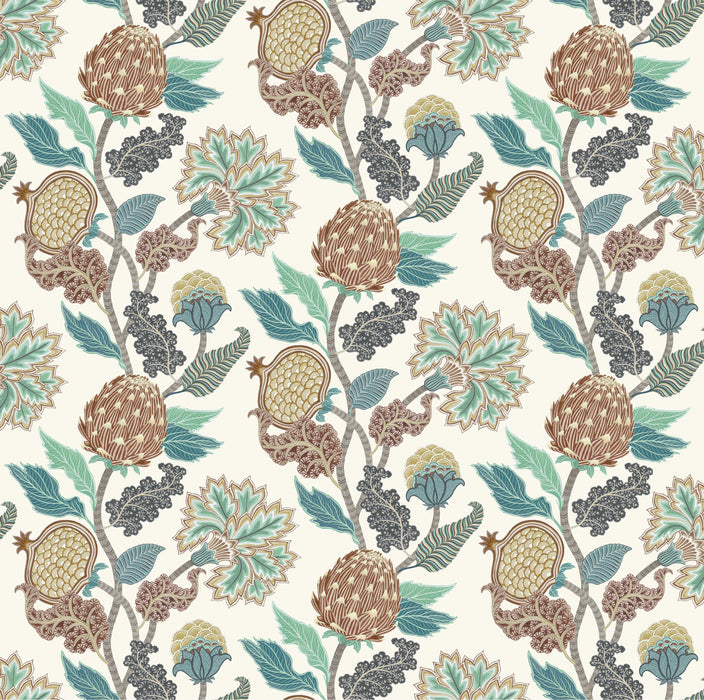 Osborne & Little Cynara Chestnut / Eucalyptus Fabric F8022-04